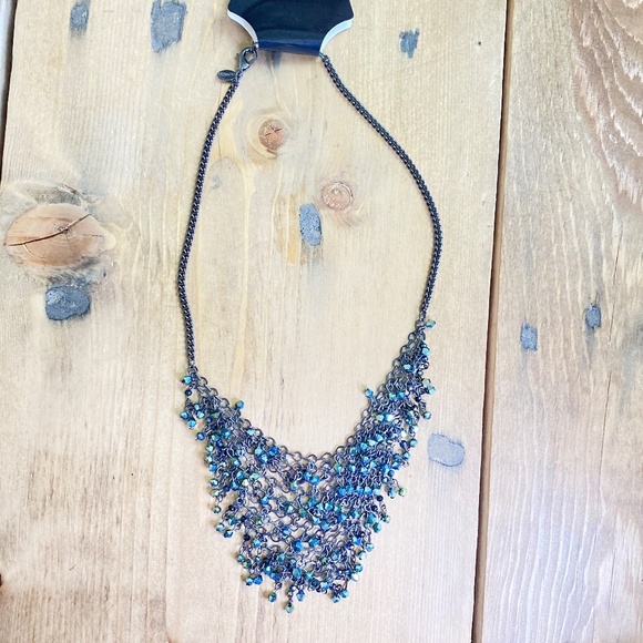 Express Bib Necklace Blues Greens Black - Picture 2 of 5